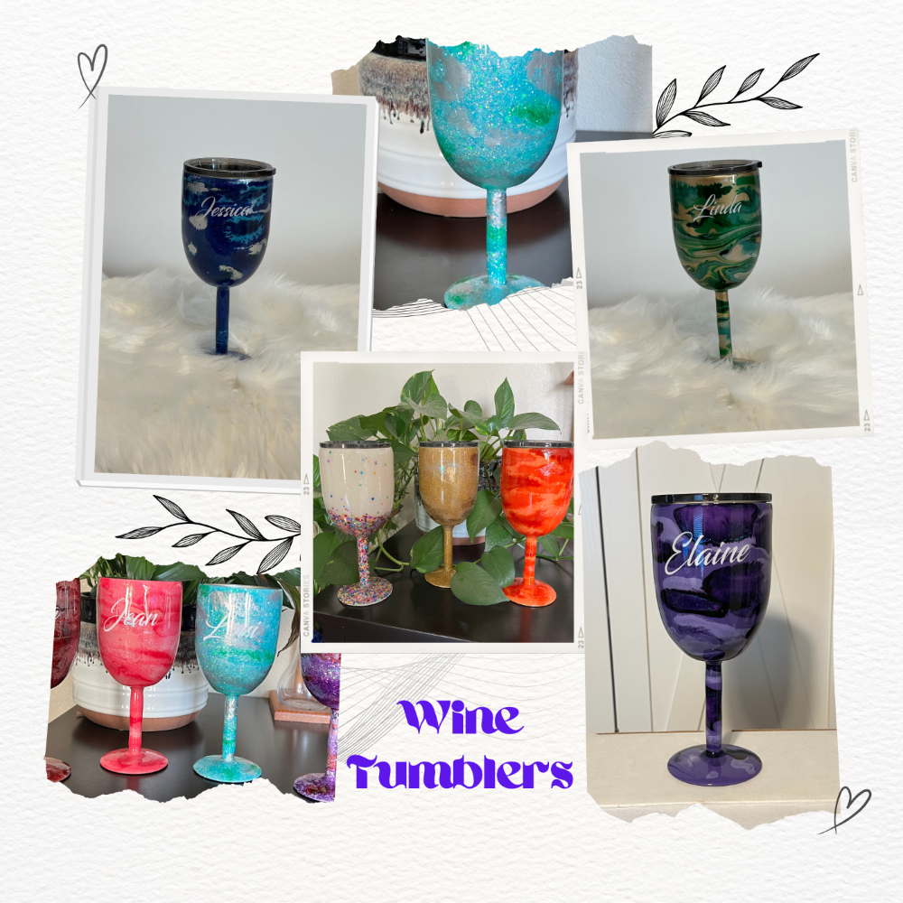 Stemmed Wine Tumbler-Personalized Wine Cup- Custom Tumbler with Name- Insulated Wine Glass-Gift for Wine Lovers- Gift for Bridesmaids