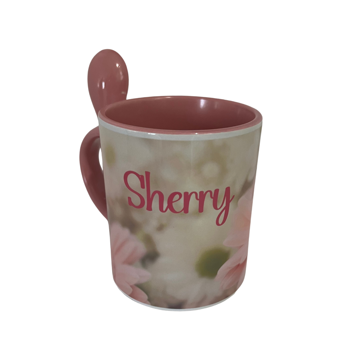 Coffee Mugs with Photos and Matching Spoons, Personalized Ceramic Mugs