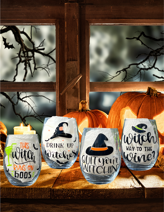 Halloween wine glasses, Funny quote wine glasses, Custom Halloween glasses