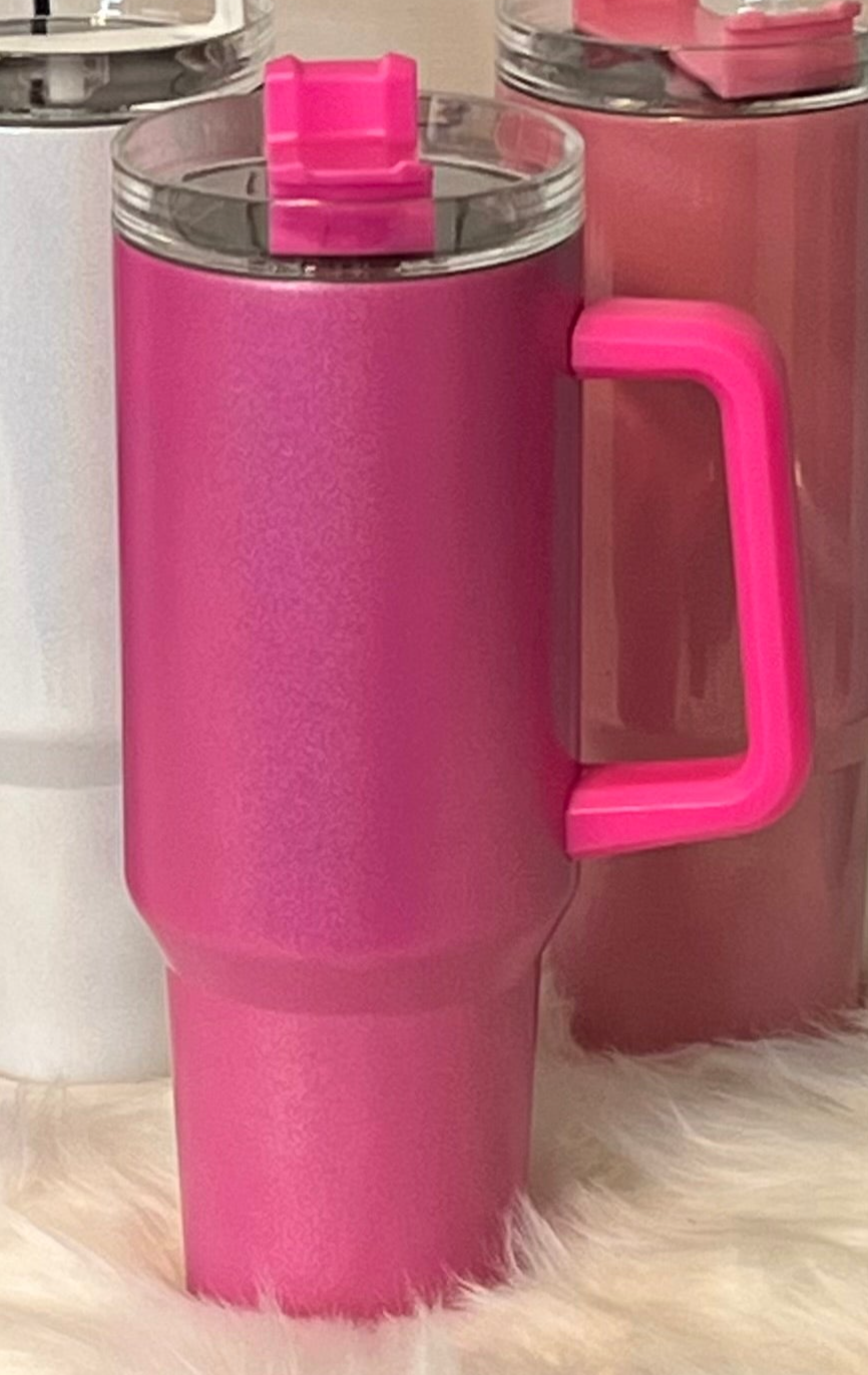 40oz Tumbler with handle~ Travel Cup with lid and straw~ Blank tumbler for sublimation~ Vibrant 40oz Holographic Tumblers